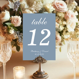 Numeração De Mesa Casamento Simples em Branco e Azul Poeirento com C