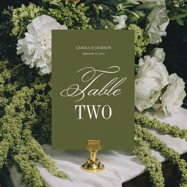 Numeração De Mesa Casamento Simples em Verde Oliva (Criador carregado)