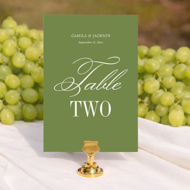 Numeração De Mesa Casamento Simples em Verde Oliva (Criador carregado)