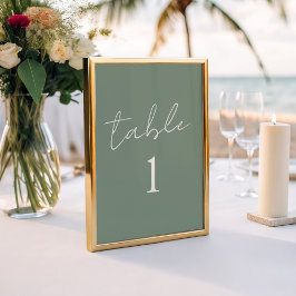 Numeração De Mesa Casamento Simples em Verde Sage