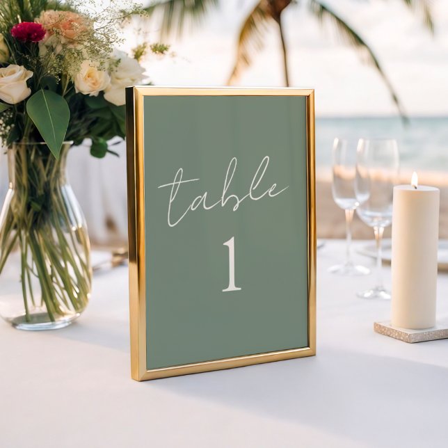 Numeração De Mesa Casamento Simples em Verde Sage  (Criador carregado)