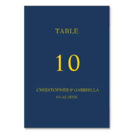 Numeração De Mesa Casamento Simples Formal Azul Marinho e Dourado