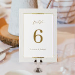 Numeração De Mesa Casamento Simples Moderno da Elegância<br><div class="desc">Quadro de ouro falso moderno e elegante,  com script de na moda e conteúdo de fontes serif em fundo de marfim,  simples e sofisticado. Cartões de mesa para casamento clássico moderno,  casamento vintage luxo e simples casamento formal. Veja todas as peças correspondentes na coleção.</div>