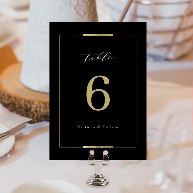 Numeração De Mesa Casamento Simples Moderno Preto Elegance Frame (Framed Elegance Black Simple Modern Wedding Table Number)