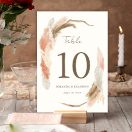 Numeração De Mesa Casamento Simples Moderno Rústico com Grama Pampas