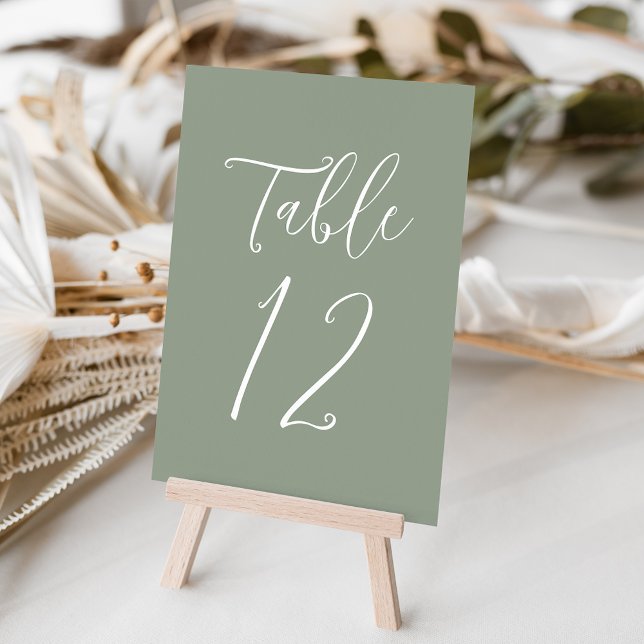 Numeração De Mesa Casamento Simples Roteiro Verde Sage (Criador carregado)
