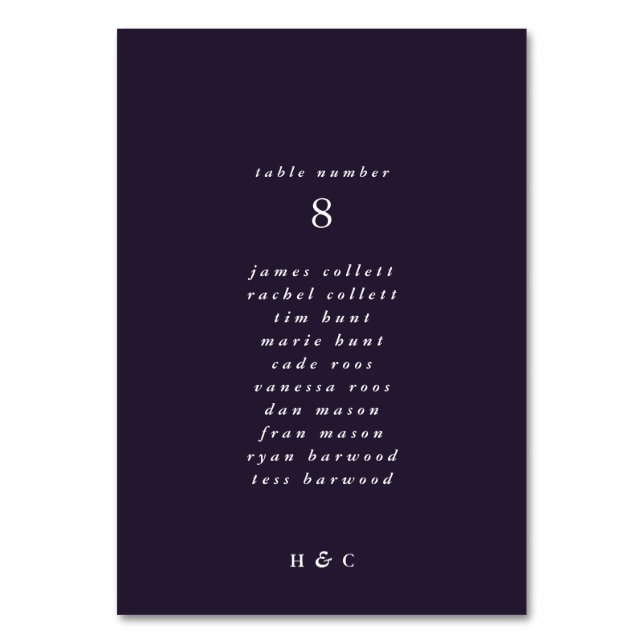 Numeração De Mesa Casamento Simples Roxo Moderno (Verso)