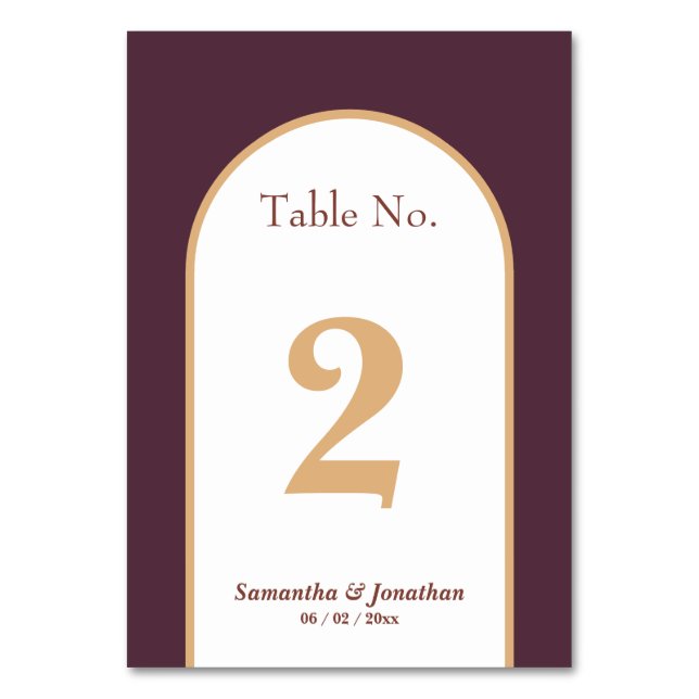 Numeração De Mesa Casamento Simples Roxo Retro Oriental (Frente)