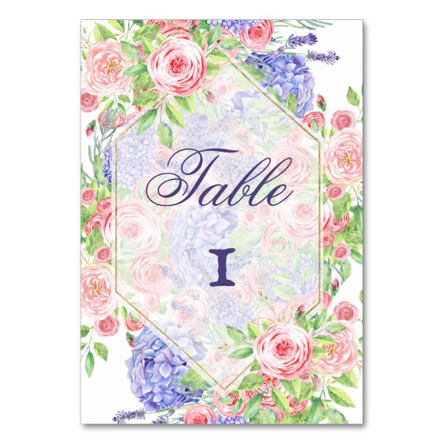 Numeração De Mesa Casamento Sofisticado de Lilás e Peônia (Frente)