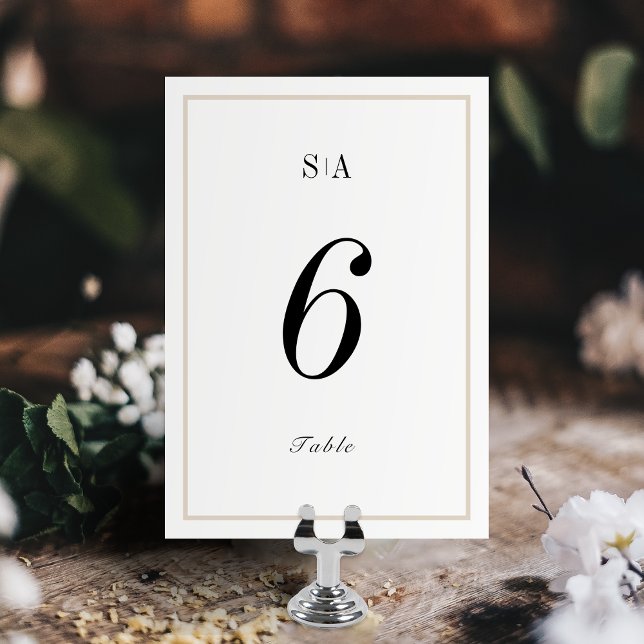 Numeração De Mesa Casamento sofisticado de monograma minimalista (Sophisticated monogram minimalist wedding table number)