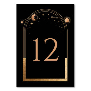 Numeração De Mesa Casamento Sol Lua Preto Dourado Celestial