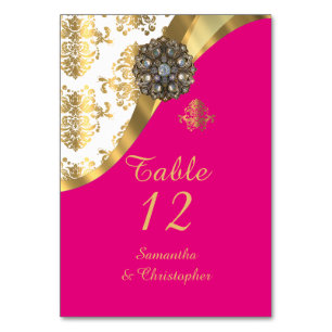 Numeração De Mesa Casamento tema damasco branco, rosa e dourado