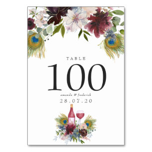 Numeração De Mesa Casamento Temático de Vinho com Pavão em Borgonha 