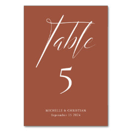 Numeração De Mesa Casamento Terracotta com Script de Caligrafia Mode