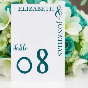 Numeração De Mesa Casamento Tipografia Moderna Verde Azul Escuro