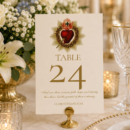 Numeração De Mesa Casamento Tradicional do Sagrado Coração Católico