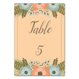 Numeração De Mesa Casamento tropical de pêssego e azul-marinho na pr