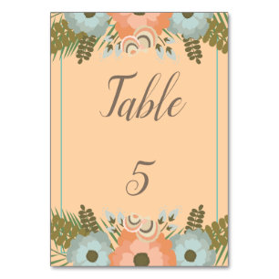 Numeração De Mesa Casamento tropical de pêssego e azul-marinho na pr
