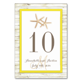 Numeração De Mesa Casamento Tropical de Starfish Whitewash Wood Beac