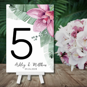 Numeração De Mesa Casamento Tropical Floral de Praia Moderno