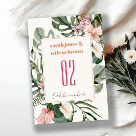 Numeração De Mesa Casamento Tropical Floral Tropical de Blush Boho E