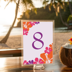 Numeração De Mesa Casamento Tropical Laranja Rosa Púrpura Hibiscus