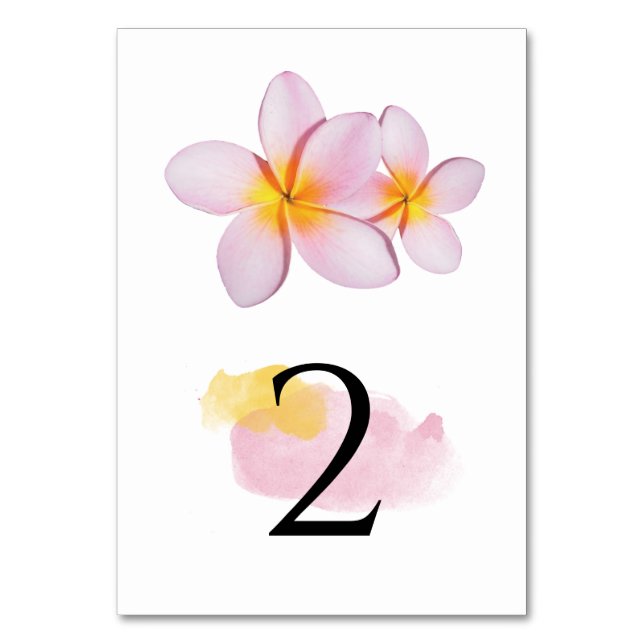 Numeração De Mesa Casamento Tropical Plumeria Frangipani (Frente)