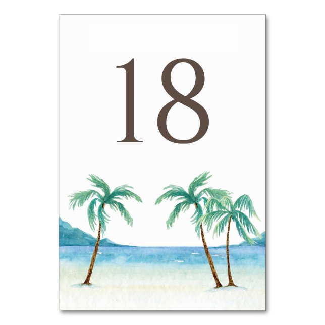 Numeração De Mesa Casamento Tropical Praia de Árvores de Palma de Wa (Verso)