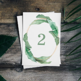 Numeração De Mesa Casamento tropical verde. Botânica de aquarela