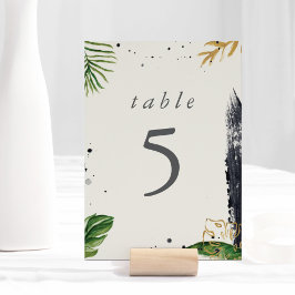 Numeração De Mesa Casamento Tropical Verde e Dourado de Aquarela