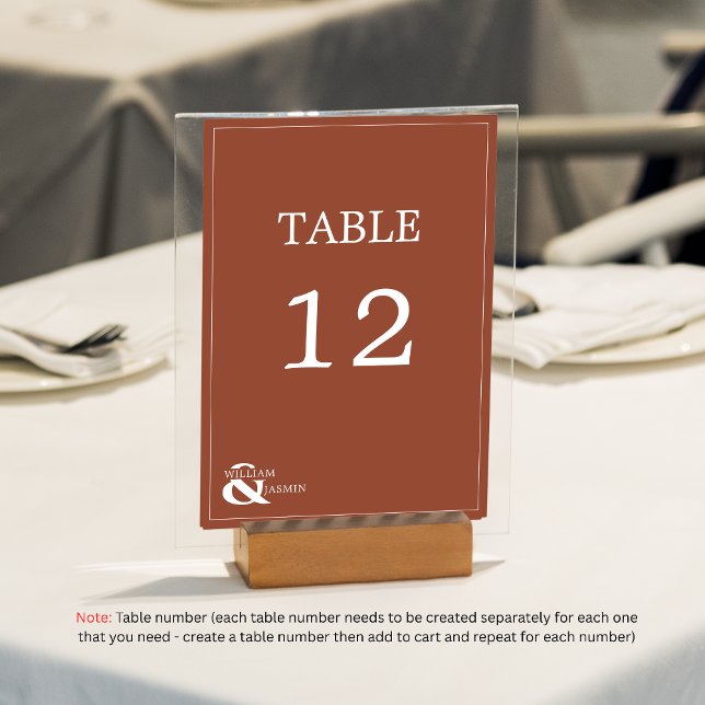 Numeração De Mesa Casamento Único De Terracotta Com Nomes E (Criador carregado)