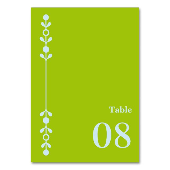 Numeração De Mesa Casamento Verde Cítrico e Azul Costeiro (Frente)