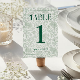 Numeração De Mesa Casamento Verde com Toile Floral Elegante em Letra
