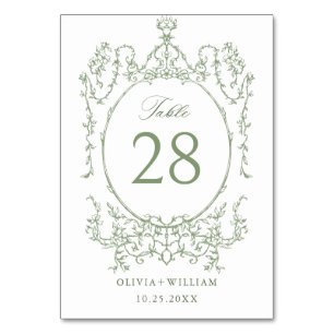Numeração De Mesa Casamento Verde da Ornamentado Vitoriana Grace Flo