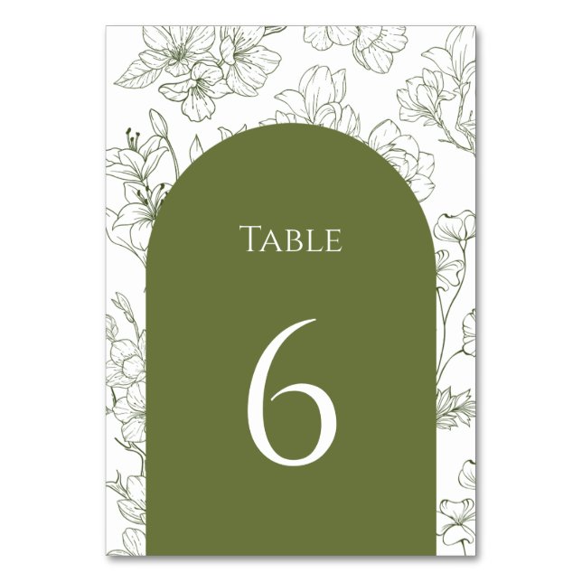 Numeração De Mesa Casamento Verde De Sábio Botânico Floral Elegante (Frente)