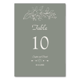 Numeração De Mesa Casamento Verde de Sage Floral Minimalista Elegant