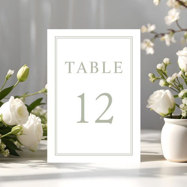 Numeração De Mesa Casamento Verde do Sábio Moderno (Modern Elegant Sage Green Wedding Table Number)