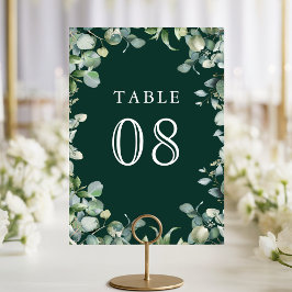 Numeração De Mesa Casamento Verde Esmeralda de Eucalipto Moderno