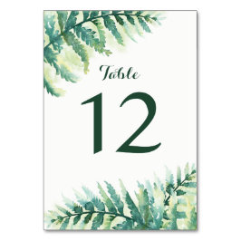 Numeração De Mesa Casamento Verde Fern Watercolor