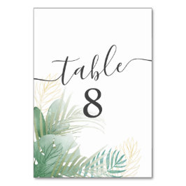 Numeração De Mesa Casamento Verde Foliage Tropical Watercolor