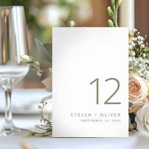 Numeração De Mesa Casamento Verde Sage Moderno e Elegante