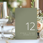 Numeração De Mesa Casamento Verde Sage Moderno Elegante<br><div class="desc">Número de mesa moderno e elegante com tipografia moderna verde sage. Ótimo para casamentos ou suas próximas ocasiões especiais.</div>