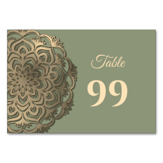 Numeração De Mesa Casamento Verde Salvia e Dourado Elegância Luxo