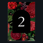 Numeração De Mesa Casamento Vermelho de Moody Florals Black Arch<br><div class="desc">Um belo design que mostra florais escuros, vermelhos e arrojados, num fundo preto e um arco preto. Perfeito para qualquer pessoa que ama designs de flores coloridas e tons escuros. Um elegante design floral preto e vermelho de marrom. Um design de mesa de casamento de flor silvestre e rosa com...</div>