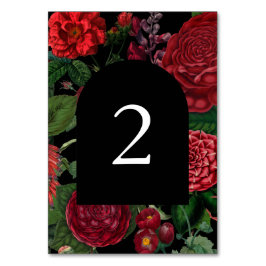 Numeração De Mesa Casamento Vermelho de Moody Florals Black Arch