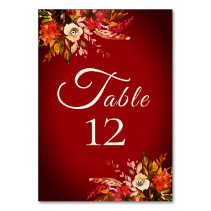 Numeração De Mesa Casamento Vermelho Queimado Floral Floral Queimado