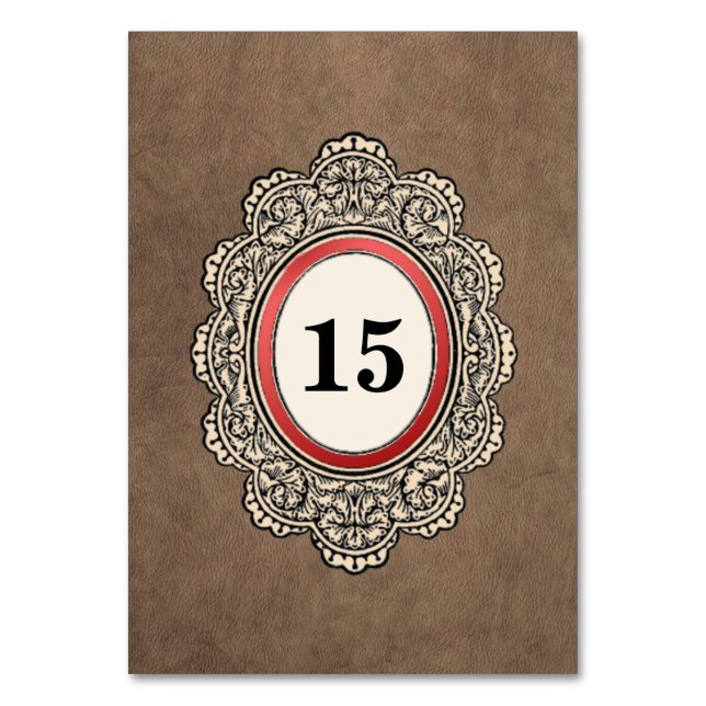 Numeração De Mesa Casamento Vertical Estilo Couro (Frente)