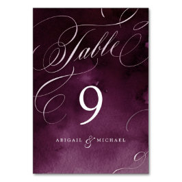 Numeração De Mesa Casamento vintage de caligrafia romântica em ameix