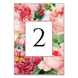 Numeração De Mesa Casamento Vintage Floral & Botânico de Rosas Rosa