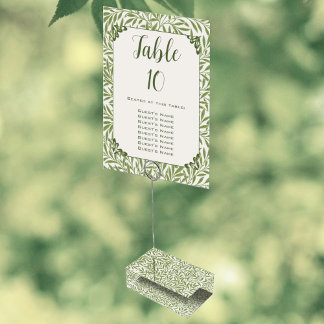 Numeração De Mesa Casamento Vintage, Padrão de Folhas de Salgueiro V